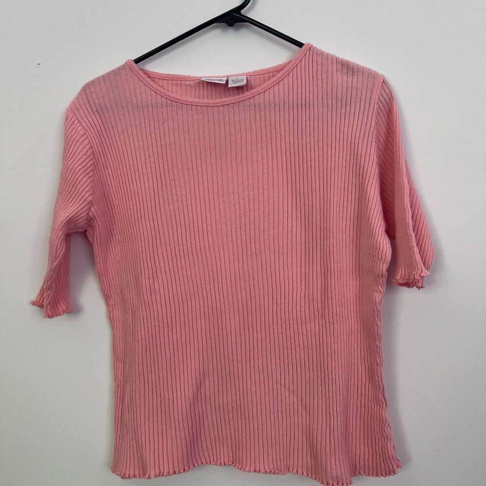 Vintage Cherokee ribbed tee shirt, Pink, Size L